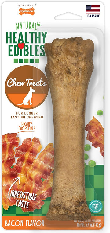 Nylabone Healthy Edibles Natural Dog Chews Long Lasting Bacon Flavor Treats for Dogs, X-Large/Souper (1 Count)