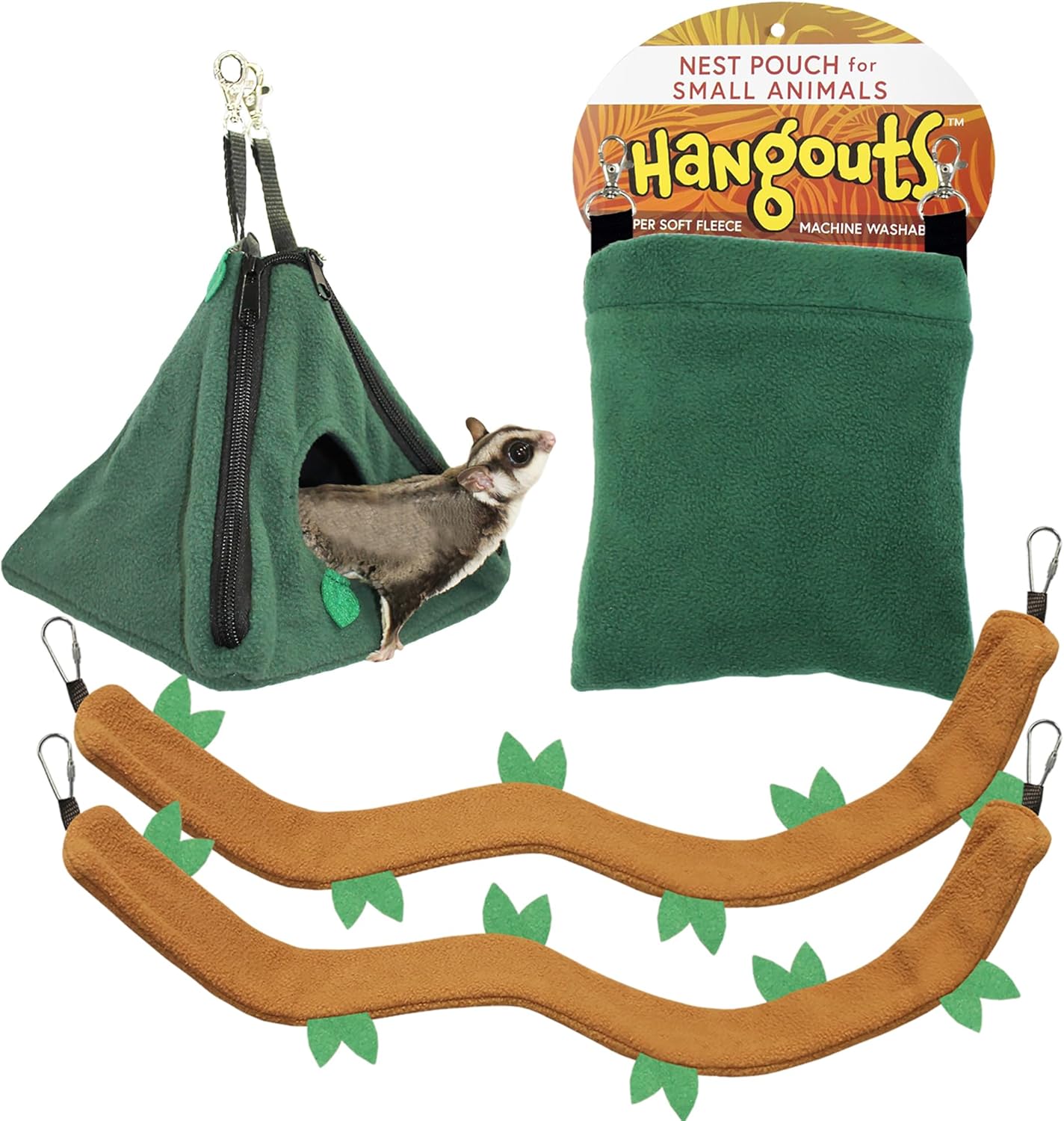 Exotic Nutrition Forest Pouch Set - Hammocks And Bedding For Sugar Gliders, Rats, Ferrets, Chinchillas, Squirrels, Marmosets, Hamsters, Gerbils & Small Animals