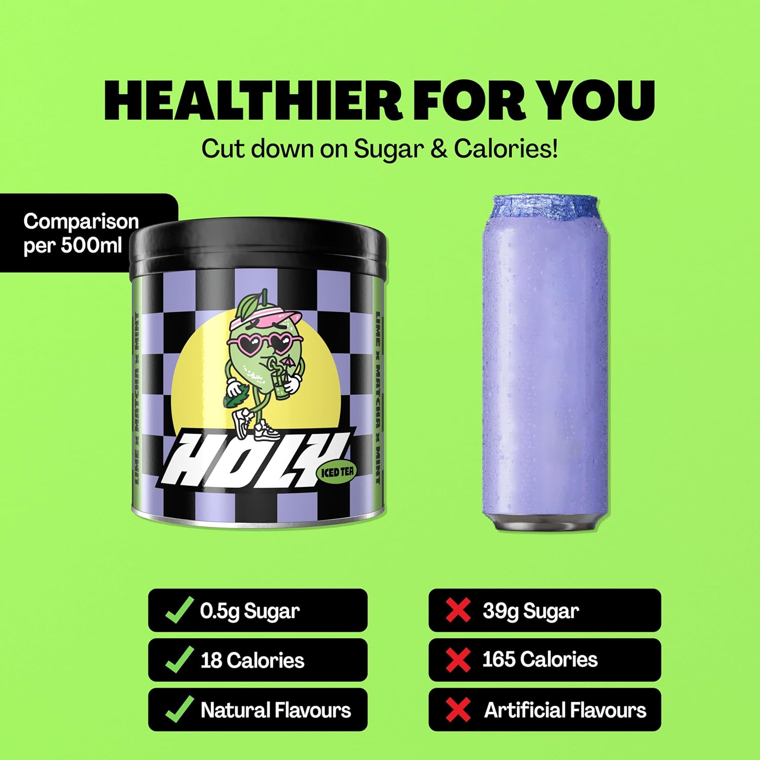 Holy Iced Tea 10 Tasting Box ‘Acai X Hibiscus’ With Acai Hibiscus Flavor Powder | 10 Servings With Antioxidants & Superfoods | Sugar Free Iced Tea | Vegan With 100% Natural Fruit Flavors