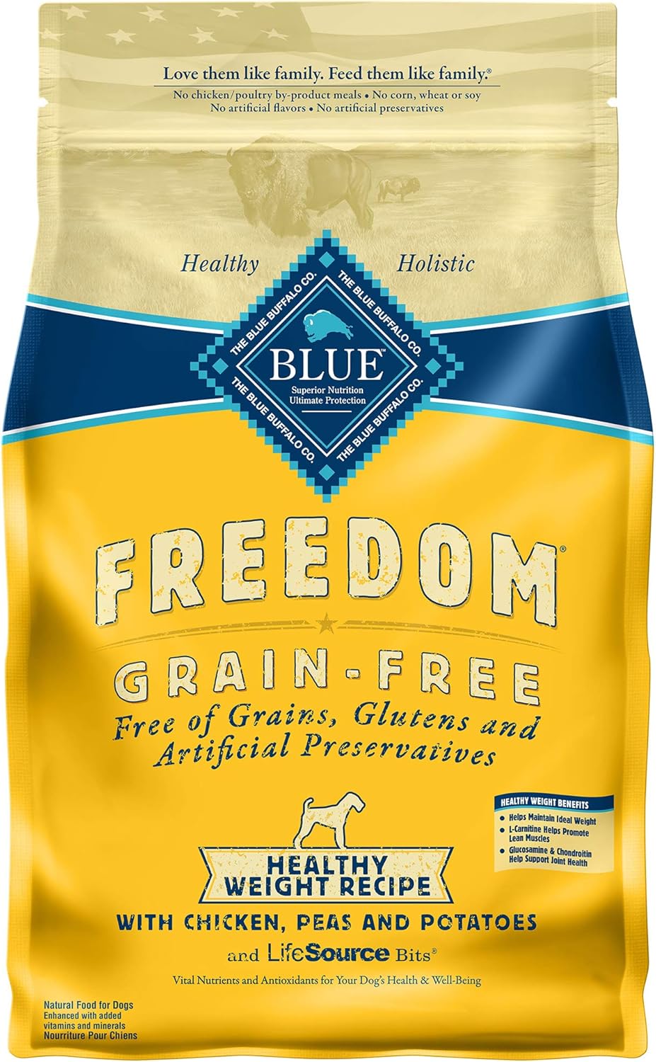 Blue Buffalo Freedom Grain Free Natural Adult Healthy Weight Dry Dog Food, Chicken 4-Lb