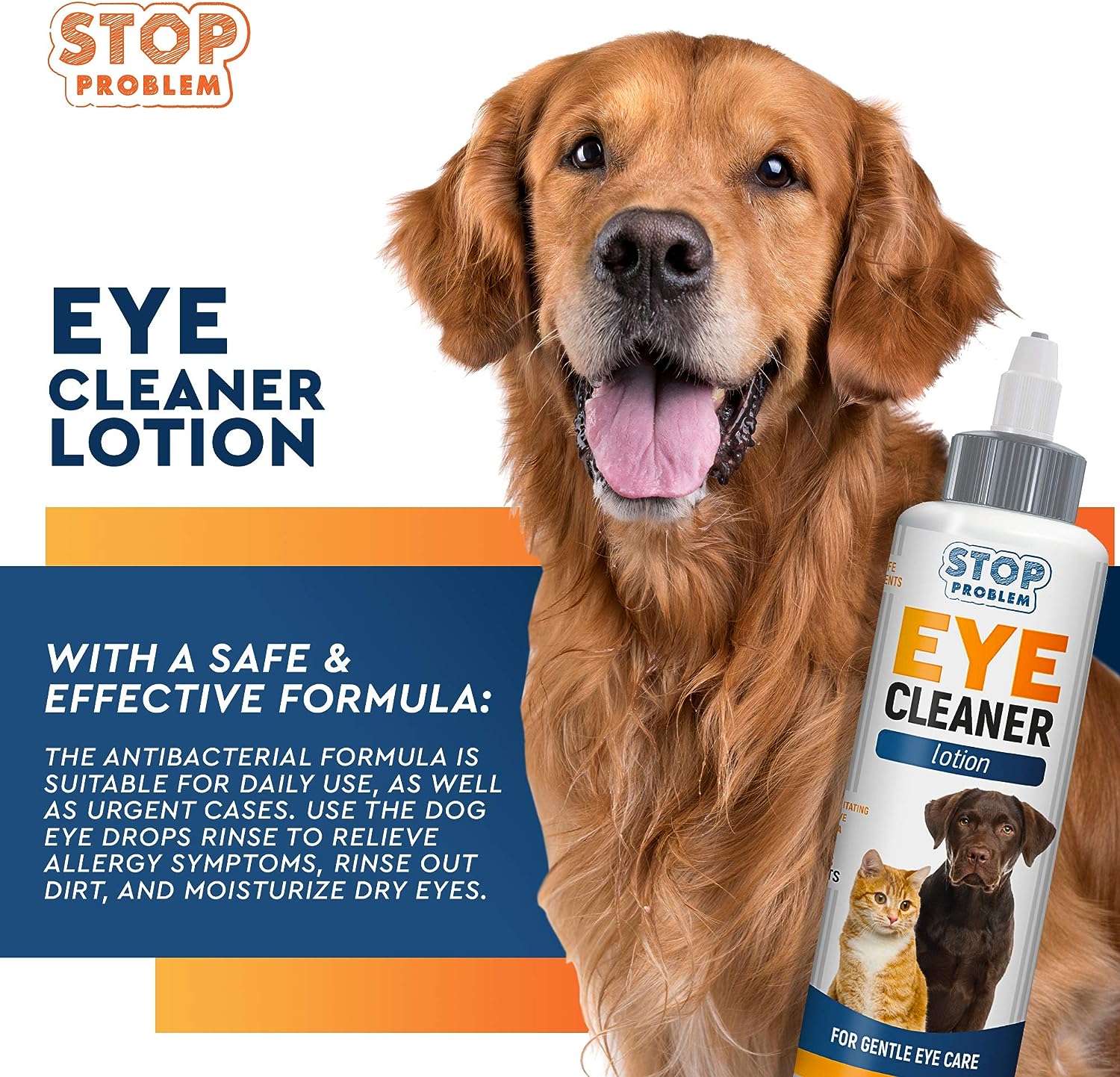 All Pets Eye Wash Drops for Relieve Pink Eye, Allergies Symptoms, Infections & Runny, Dry Eyes - Pain-Free Treatment Helps Prevent Abrasions, Irritations & Conjunctivitis : Pet Supplies
