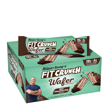 Fitcrunch Wafer Protein Bars, Designed By Robert Irvine, 16G Of Protein & 4G Of Sugar (9 Bars, Mint Chocolate Chip)