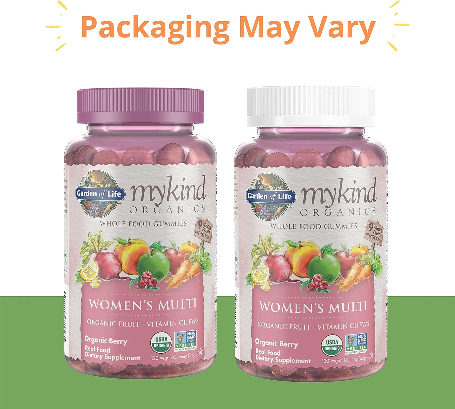 Garden of Life mykind Organics Women's Gummy Vitamins - Berry - Certified Organic, Non-GMO, Vegan, Kosher Complete Multi - Methyl B12, C & D3 - Gluten, Soy & Dairy Free, 120 Real Fruit Gummies