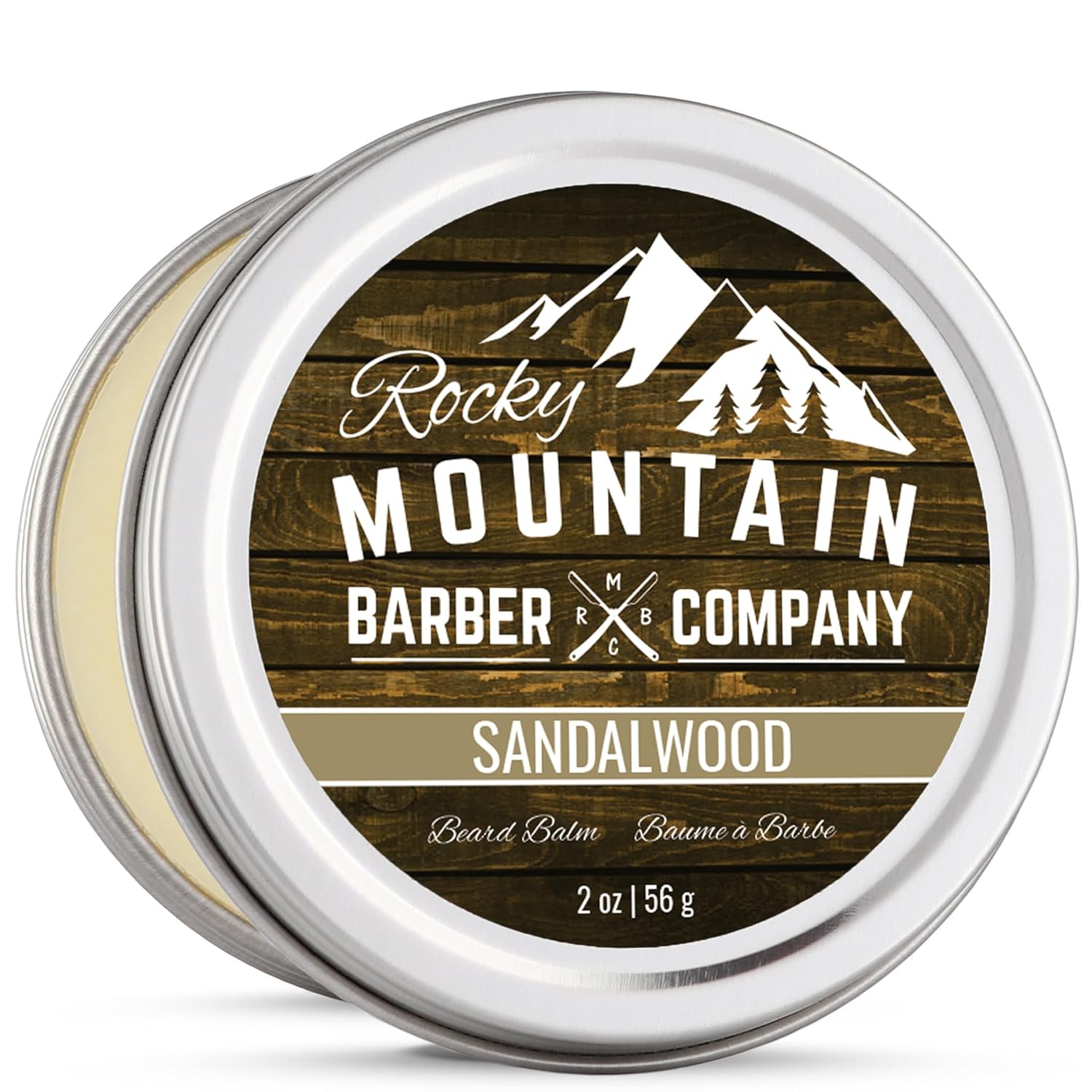 Beard Balm – Sandalwood Blend - Rocky Mountain Barber – With Nutrient Rich Bees Wax, Jojoba, Shea Butter, Coconut Oil – Contains Real Sandalwood Essential Oil