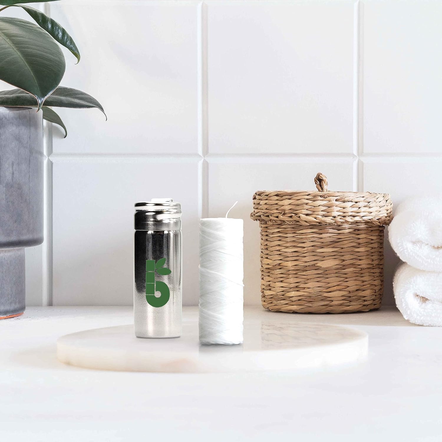 Bambaw Vegan Eco Floss and Stainless Steel Dental Floss Dispenser | Non Plastic Dental Tape | 1x50 Meter Refill : Amazon.co.uk: Health & Personal Care