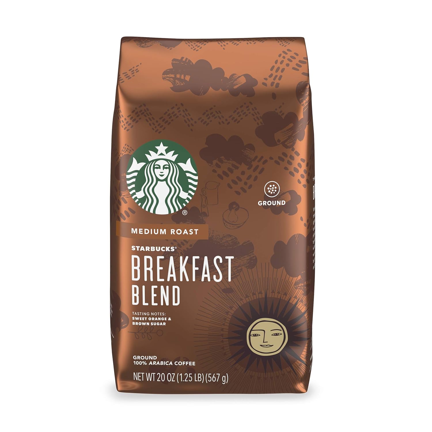 Starbucks Medium Roast Ground Coffee — Breakfast Blend — 100% Arabica — 1 Bag Great Holiday Gift