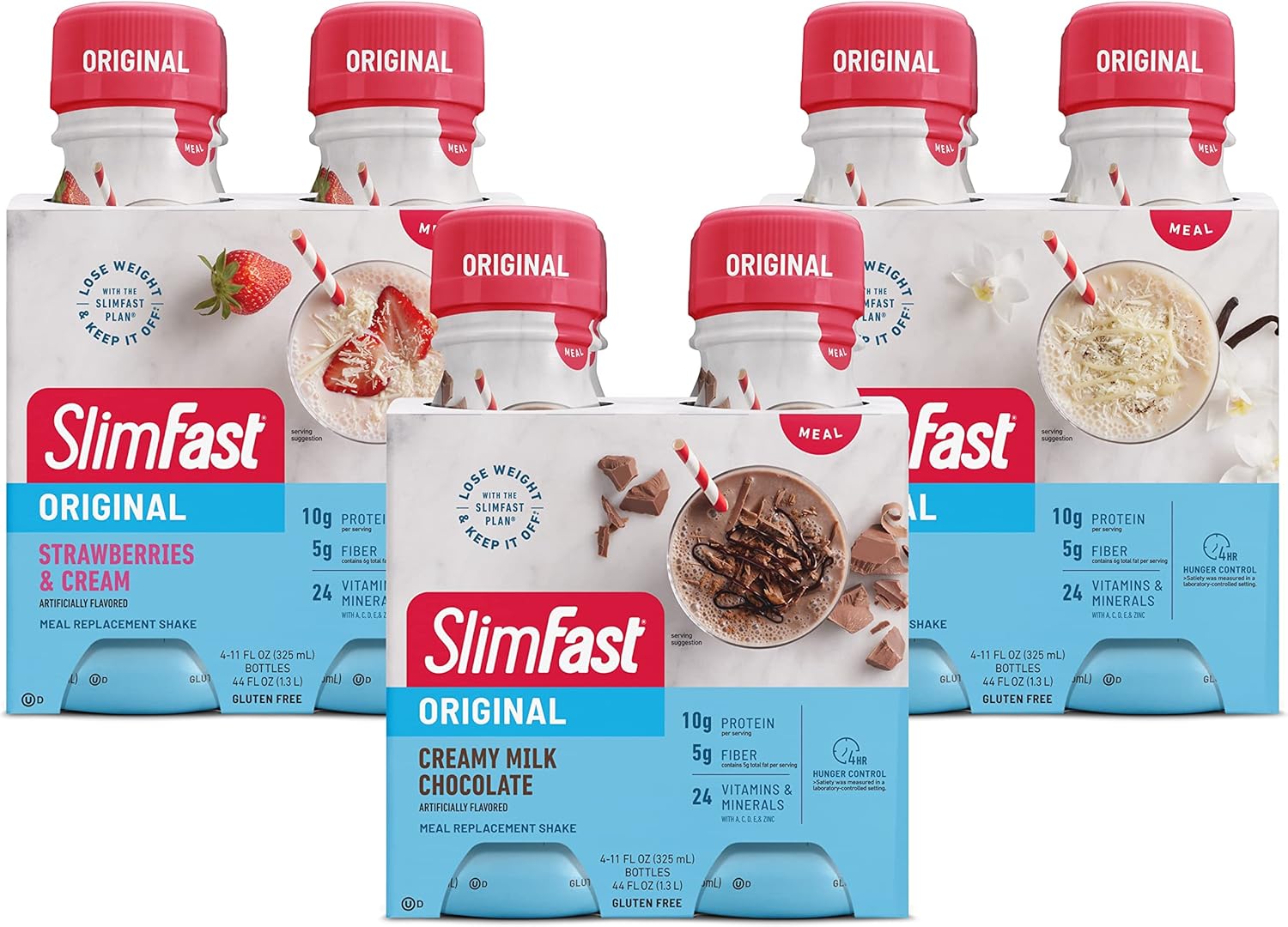 Slimfast Meal Replacement Shake, Protein Drink For Meal Support, Fan Favorites Variety Pack, Original Rtd,11 Fl. Oz Bottles, 12 Count (Packaging May Vary)