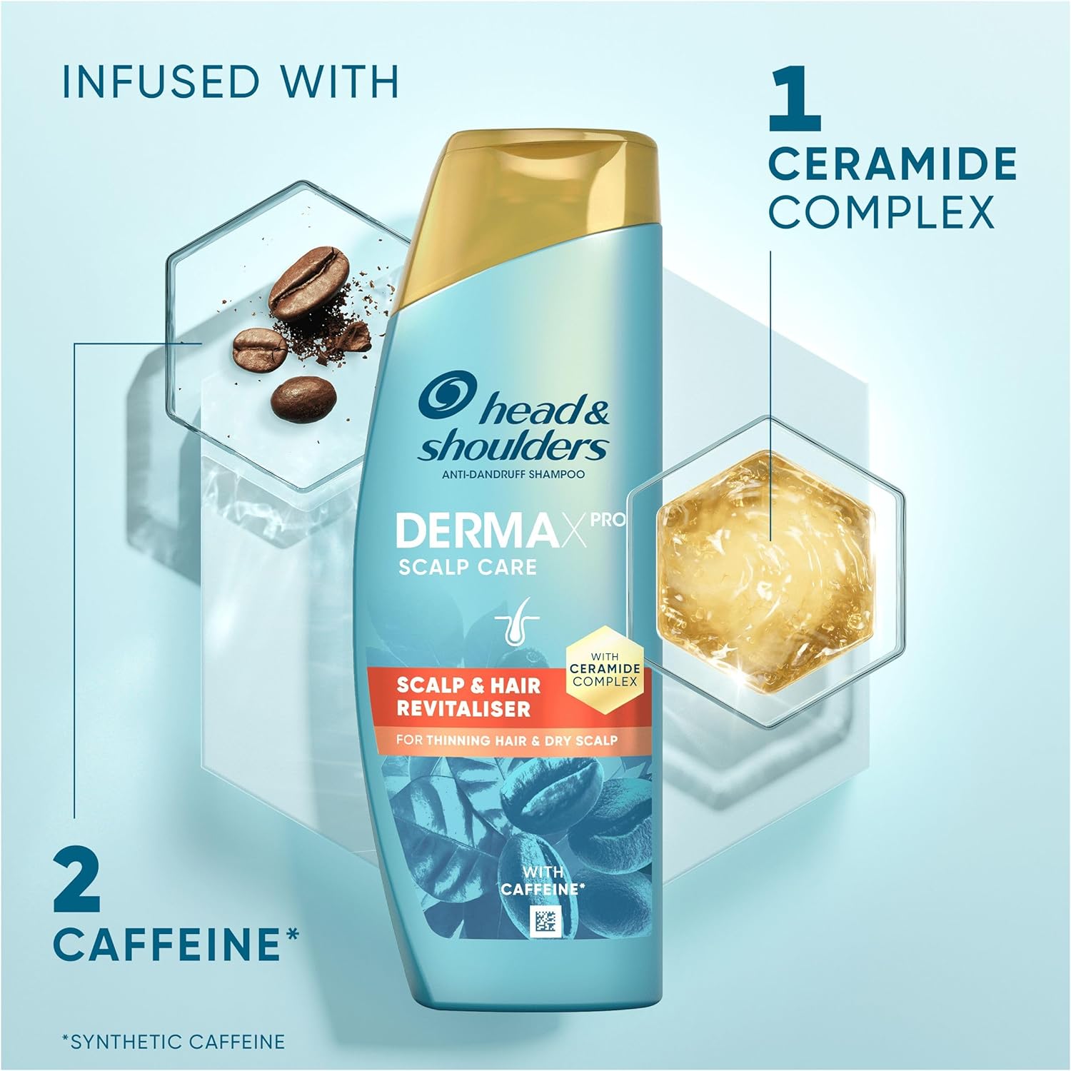 Head & Shoulders Dermaxpro Revitaliser Anti Dandruff Shampoo 300Ml With Caffeine And Ceramide Complex. Moisturises Dry Scalp & Thinning Hair And Helps Reinforce The Skin Barrier