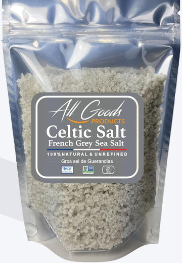 All Goods Mineral Celtic Salt 5oz Coarse, Hand Harvested Celtic Salt Organic 82 Minerals Coarse, French Gray Celtic Salt.