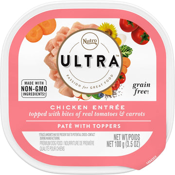Nutro Ultra Adult Grain Free Soft Wet Dog Food, Chicken Entrée Paté With Tomatoes & Carrots, (24) 3.5 Oz. Trays