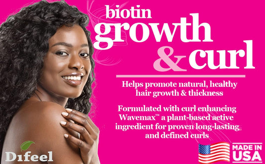 Difeel Biotin Growth & Curl Hot Oil Treatment For Curly Hair - Intense Conditioning Treatment With Natural Oils - 7.1 Oz