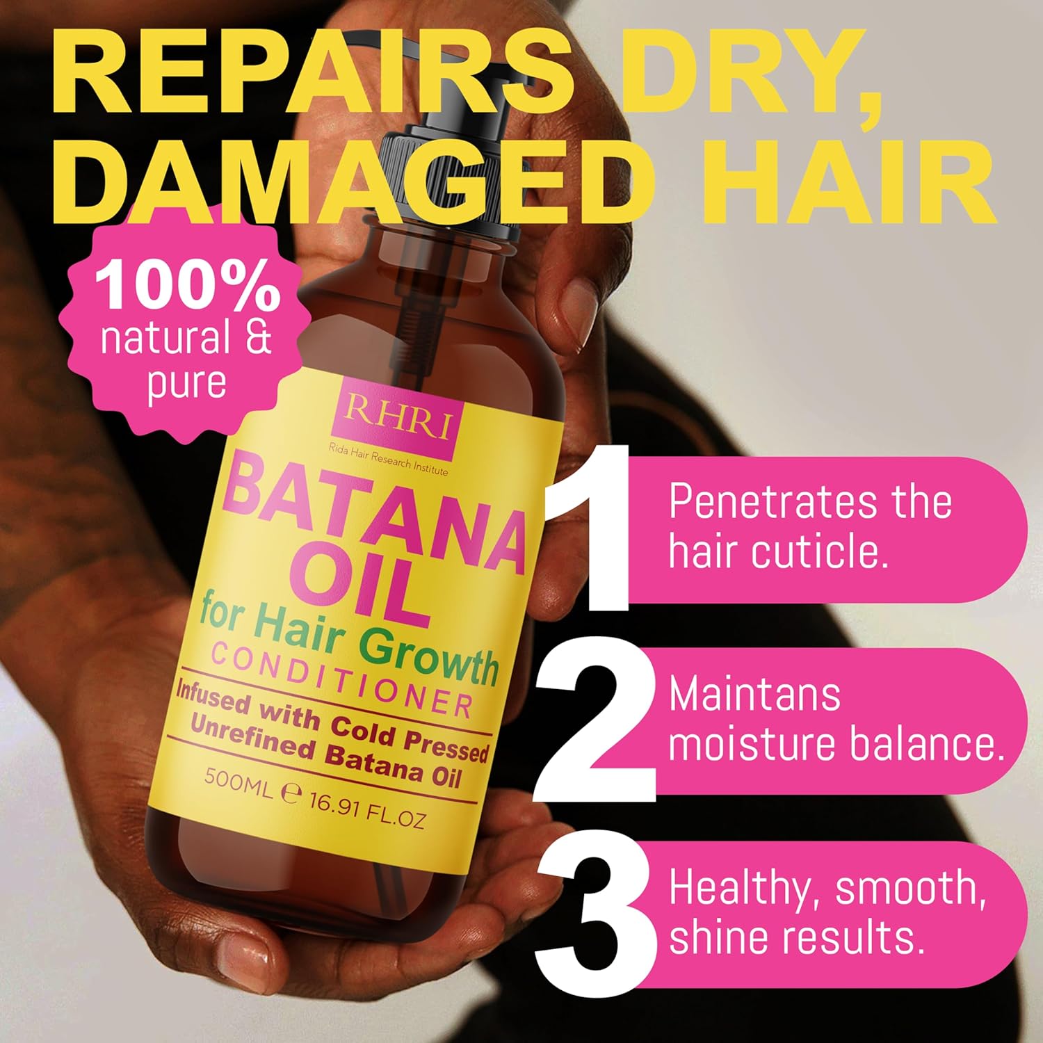 Batana Oil Shampoo And Conditioner Set | Raw Organic Batana Oil For Hair Growth | Clarifying & Thickening Treatment For Thinning Hair | Shampoo And Conditioner For Men & Women