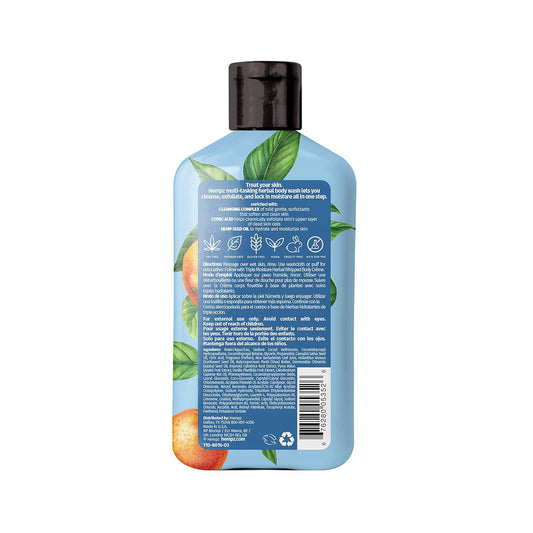 Hempz Triple Moisture Body Wash - Grapefruit & Peach - Hydrating For Sensitive Skin, Scented, Exfoliating With Shea Butter, Pure Hemp Seed Oil, And Algae For Sensitive Skin - 17 Fl Oz