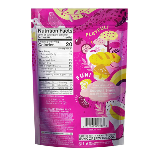Suncore Foods Pink Pitaya Powder, Pink Food Coloring Powder, Gluten-Free, Non-GMO, 5oz (1 Pack)