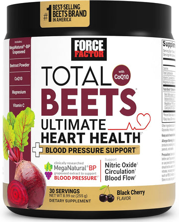 Force Factor Total Beets Energy Drink Mix, Superfood Beet Root Powder With Nitrates To Boost Energy And Support Circulation, Blood Flow, Nitric Oxide And Stamina, Heart Health Supplement, 30 Servings