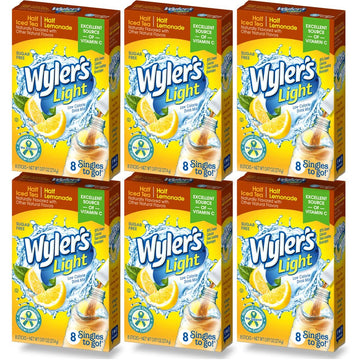 Wyler'S Light Singles To Go - Half Tea/Half Lemonade Water Drink Mix - 8 Sticks Per Box, 6 Boxes (48 Sticks Total)