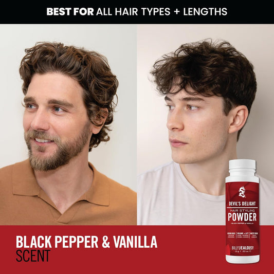 Billy Jealousy Devil'S Delight Hair Styling Powder – Volume & Texture Powder For Men, Medium Hold, Matte Finish, Vegan, Black Pepper & Vanilla Scent – Essential Barber Accessories For All Hair Types