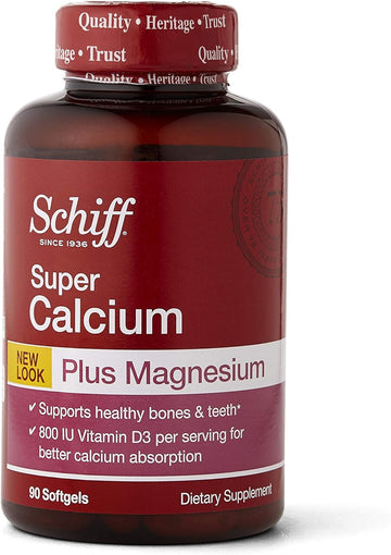 Schiff Calcium Carbonate Plus Magnesium with Vitamin D3 800 IU, Calcium Supplement, 90 ct