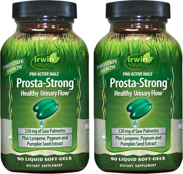 Irwin Naturals Prosta-Strong - Prostate Health Support With Saw Palmetto, Lycopene, Pumpkin Seed & More - 90 Liquid Softgels (Pack Of 2)