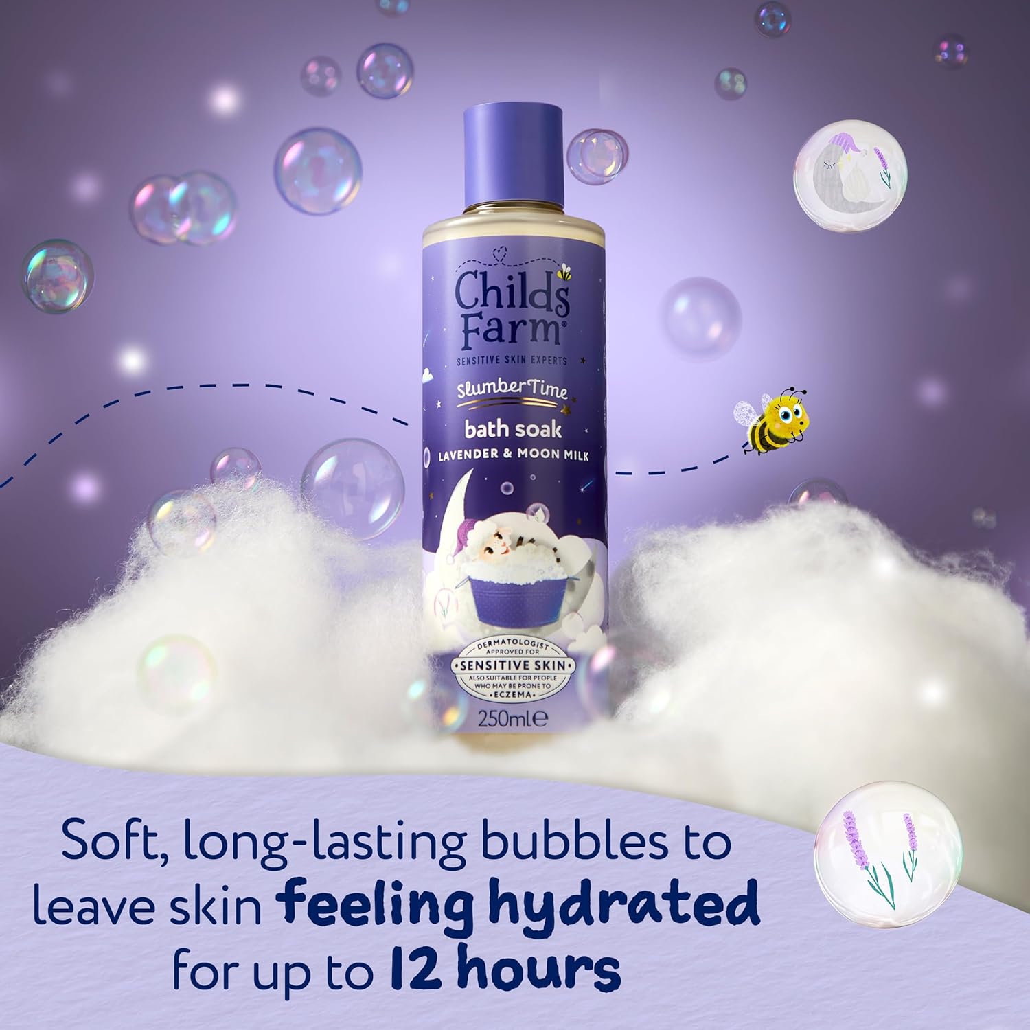 Childs Farm SlumberTime Sleep Bath Soak, Calming Lavender & Moon Milk | Soothing & Hydrating | Suitable for Newborns with Dry, Sensitive Skin, 250ml (Pack of 2) : Amazon.co.uk: Beauty