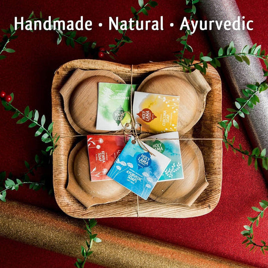 Holy Lama Naturals Ayurvedic Vegan Herbal Soap, Luxurious & Nourishing Gift Pack For Hand & Body 4 X 100Gr