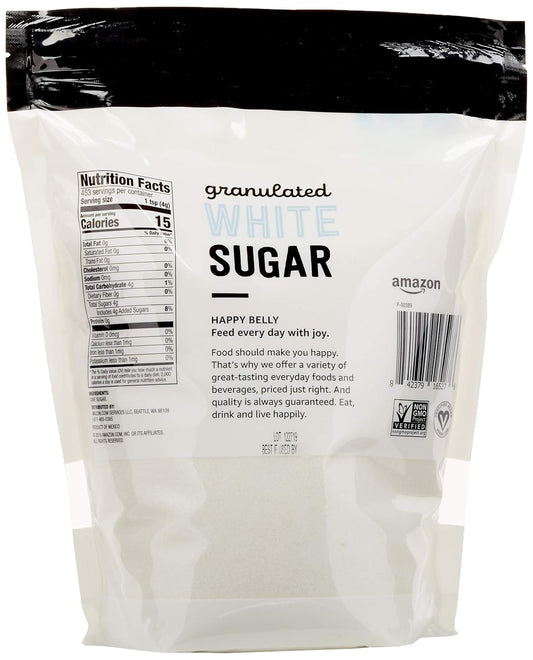 Amazon Brand - Happy Belly White Pure Cane Sugar Granulated, 4 Pound (Pack Of 1)