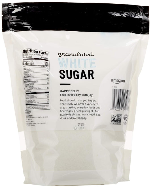 Amazon Brand - Happy Belly White Pure Cane Sugar Granulated, 4 pound (Pack of 1)