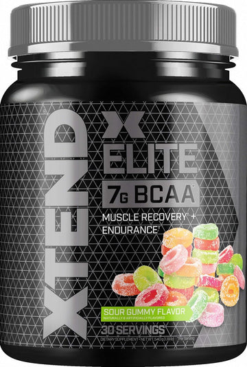 Xtend Elite Bcaa Powder Sour Gummy | Sugar Free Post Workout Muscle Recovery Drink With Amino Acids | 7G Bcaas For Men & Women| 30 Servings