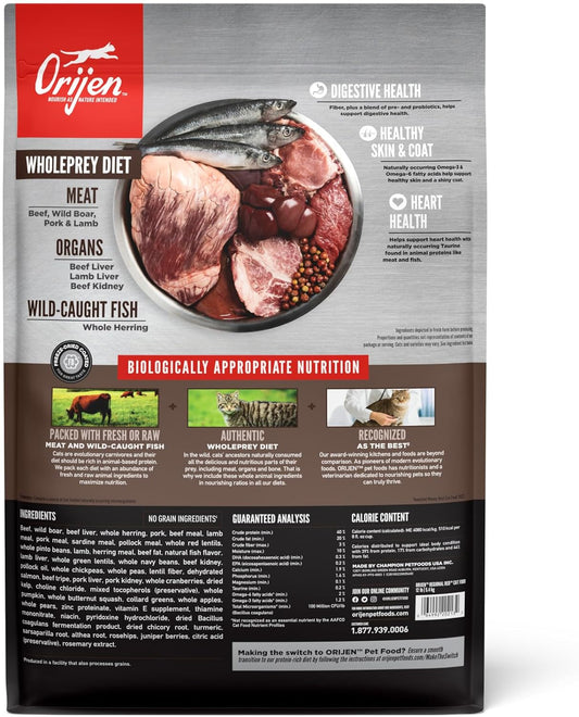 Orijen® Dry Cat Food, Grain Free, Premium, High Protein, Fresh & Raw Animal Ingredients, Regional Red, 12Lb