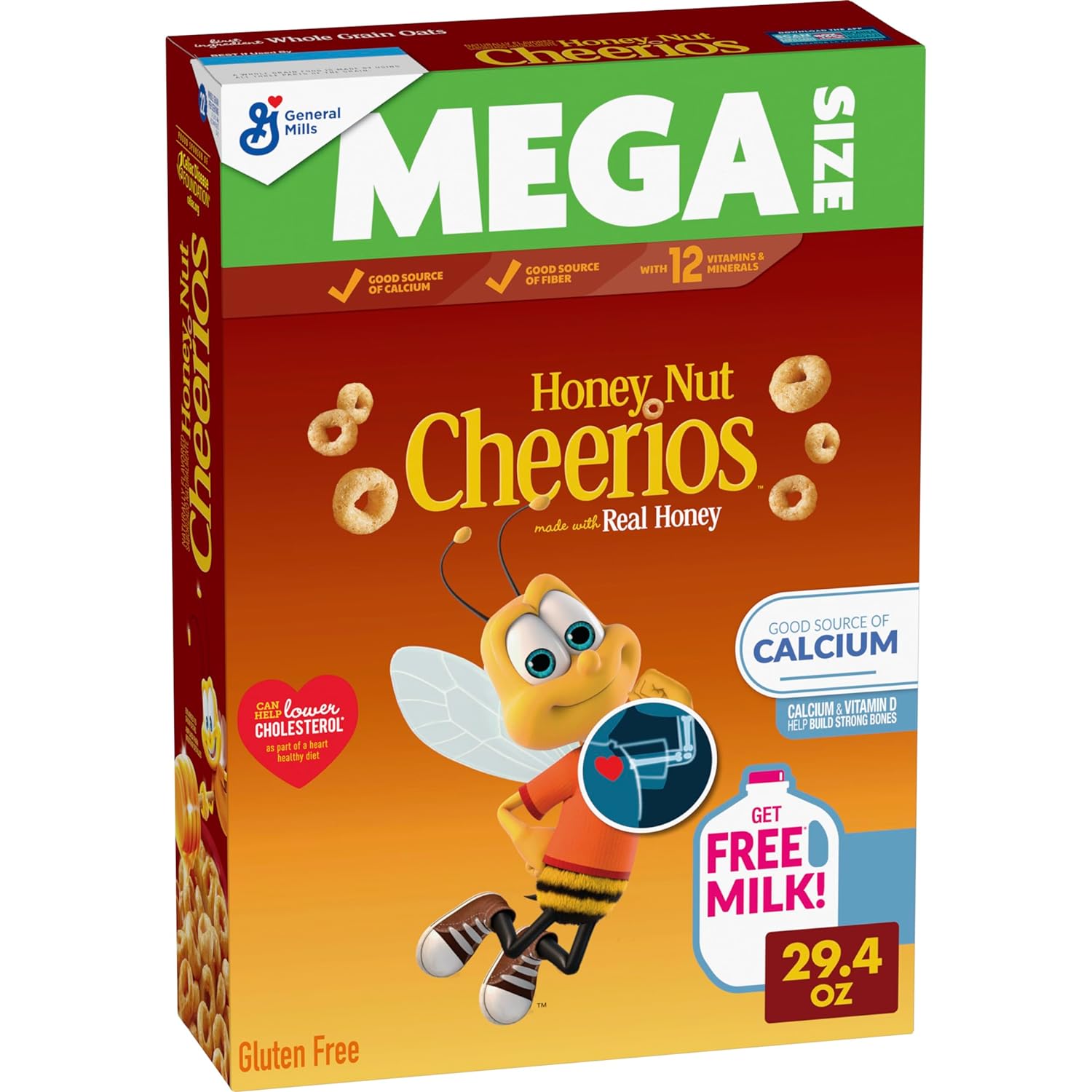Honey Nut Cheerios Cereal, Limited Edition Happy Heart Shapes, Heart Healthy Cereal With Whole Grain Oats, Mega Size, 29.4 oz