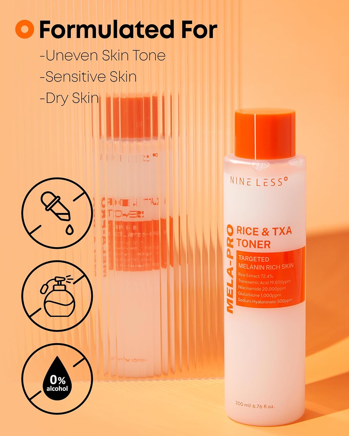 Nineless Mela-Pro Rice & Txa Toner - Niacinamide And Glutathione - Soothing & Moisturizing - Korean Skincare, 6.76 Fl.Oz. : Beauty & Personal Care