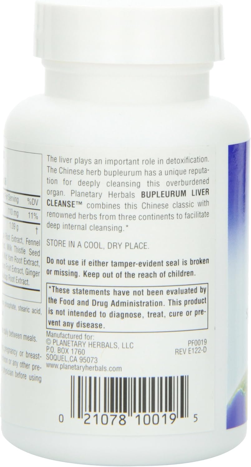 Planetary Herbals Bupleurum Liver Cleanse 545mg - With Calcium, Cypress Rhizome, Ginger & More - 72 Tablets