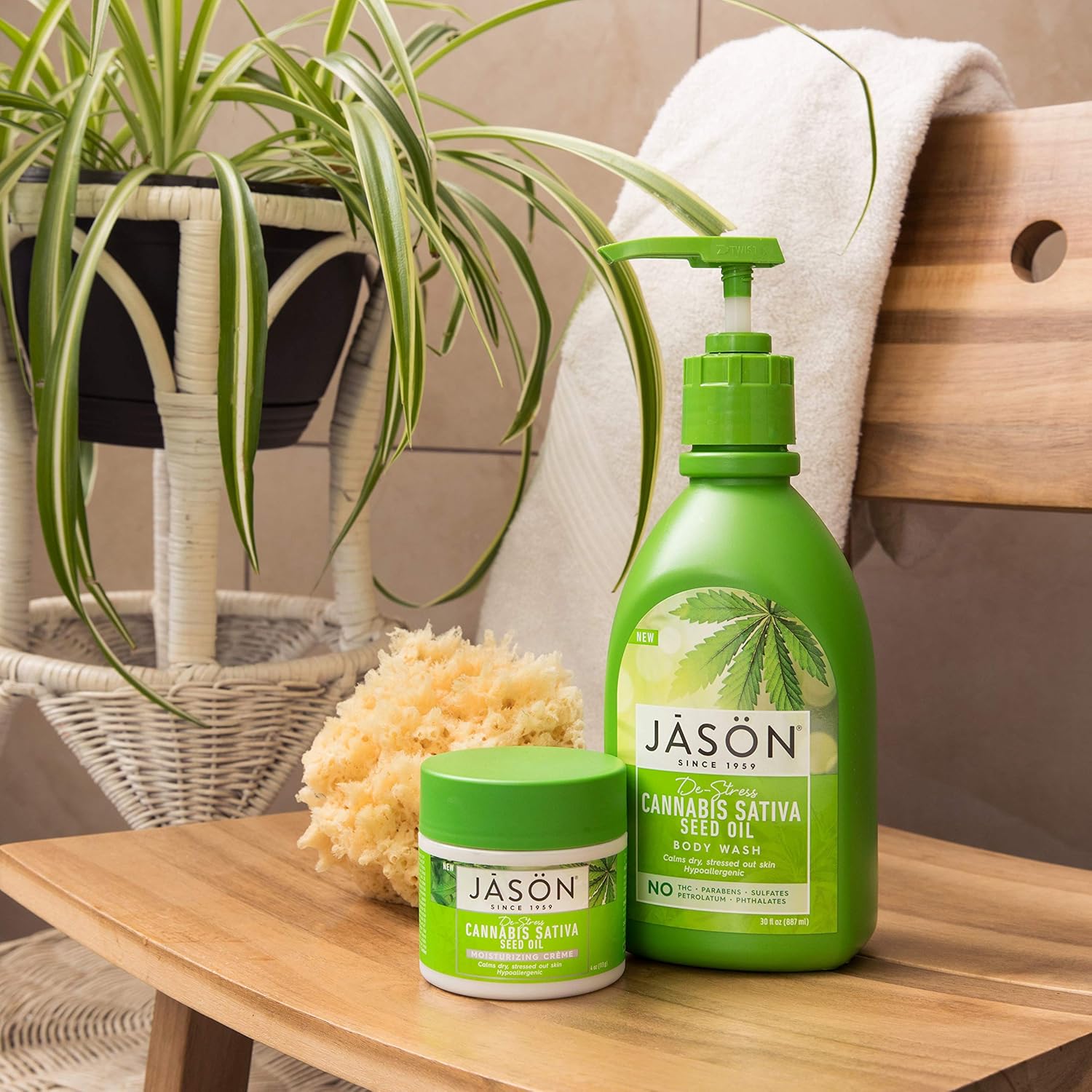 Jason Moisturizing Crème, De-Stress Cannabis Sativa Seed Oil, 4 Oz : Beauty & Personal Care