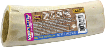 Cadet Double Stuffed Shin Bone - Highly Digestible, High Protein, Long-Lasting Dog Chew Bone For Aggressive Chewers, Supports Dental Health, - Bacon & Cheese Flavor, Large (1 Count)
