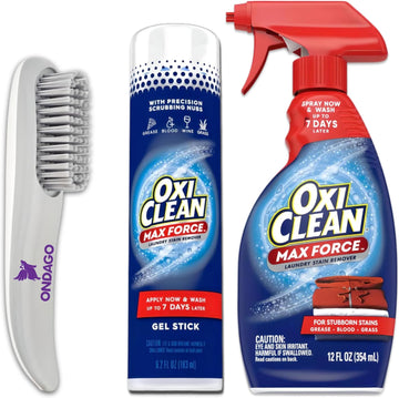 xiClean Max Force Laundry Stain Remover Gel Stick 6.2Oz & OxiClean Spray 12 Oz | Bundled with Stain Remover (Pack of 1)