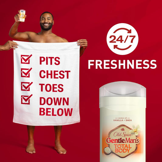 Old Spice Whole Body Deodorant for Men, Total Body Deodorant, Vanilla + Shea, Aluminum Free Deodorant Stick for 24/7 Freshness // Dermatologist Tested Whole Body Deodorant, 3.0 oz