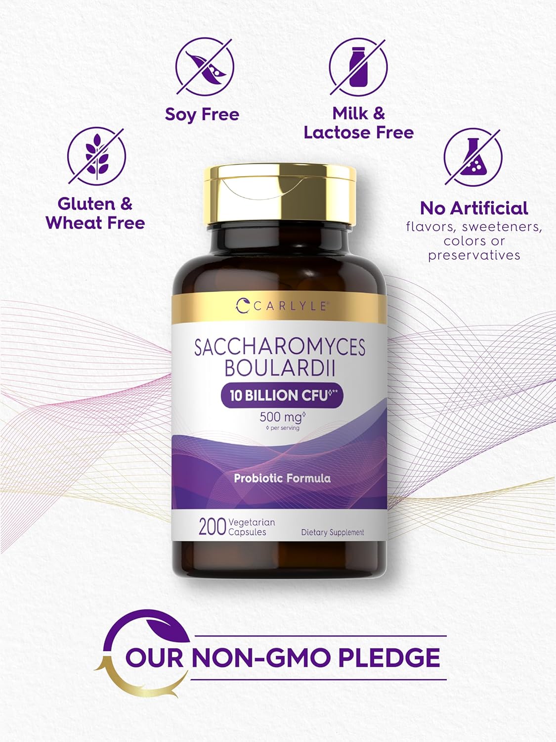 Carlyle Saccharomyces Boulardii Probiotics & Prebiotics | 10 Billion Cfus | 200 Capsules | Value Size | Non-Gmo, Gluten Free Supplement : Health & Household