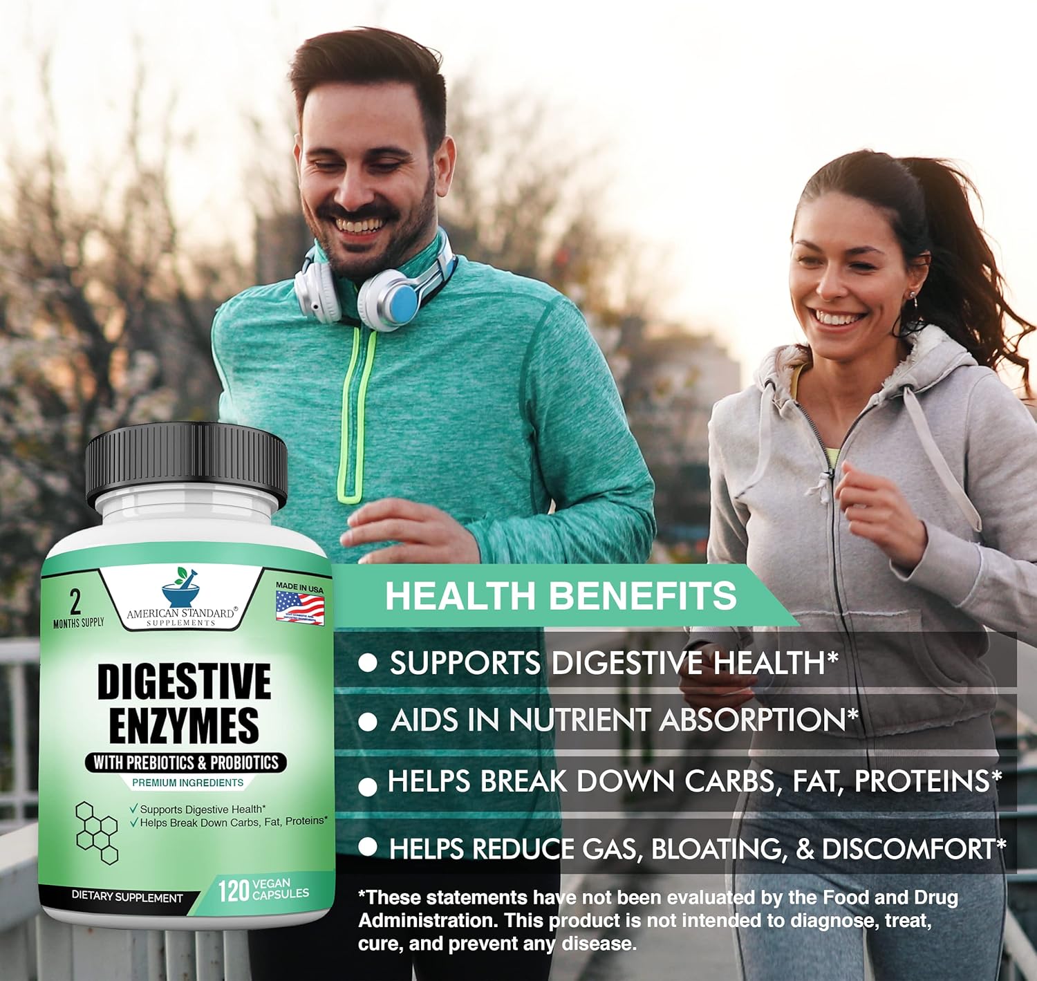 Digestive Enzymes Plus Probiotics & Prebiotics, 120 Veggie Capsules, For Digestion With Amylase, Bromelain, Papain, Lipase, Lactase, Protease, Papain, Cellulase, Vegan & Gluten Free, 2 Month Supply : Health & Household
