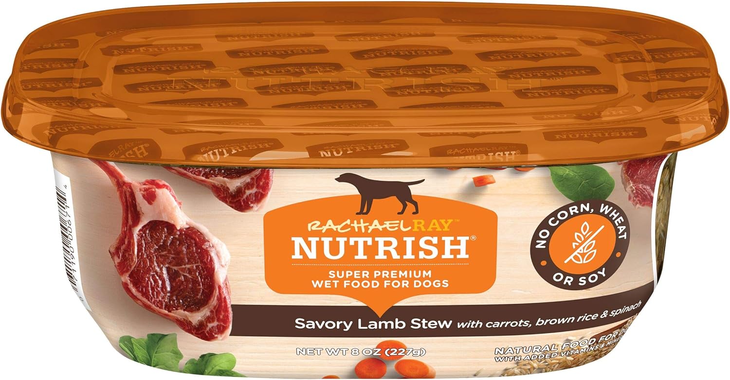 Rachael Ray Nutrish Premium Natural Wet Dog Food, Savory Lamb Stew Recipe, 8 Ounce Tub (Pack Of 8)