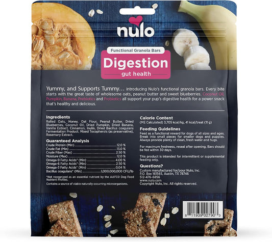 Nulo Functional Granola Bars, Healthy Dog Treats, Oven Baked, Made With Prebiotics And Probiotics, Contains No Added Salt, Sugar, Or Molasses, 10 Ounce Bag