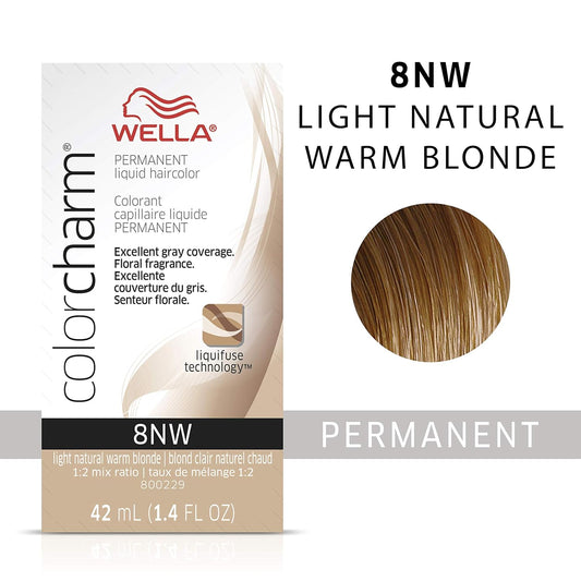 Wella Professionals Invigo Brilliance Color Protection Shampoo & Conditioner, For Fine Hair + Wella Colorcharm Permanent Liquid Hair Color For Gray Coverage, 8Nw Light Natural Warm Blonde