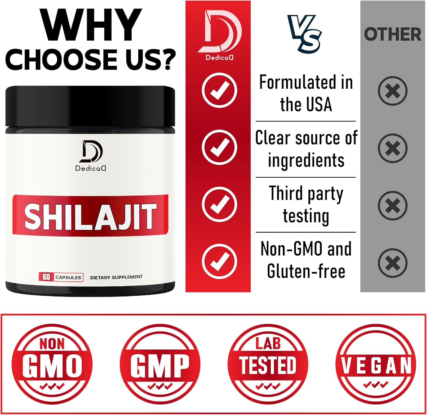 1000Mg Shilajit Pure Himalayan Organic Capsules - Contains Natural Fulvic, Humic Acid & 85 Others - Shilajit Supplement For Body Balance, Heart Health, Brain & Immune System Support - 60 Counts : Health & Household