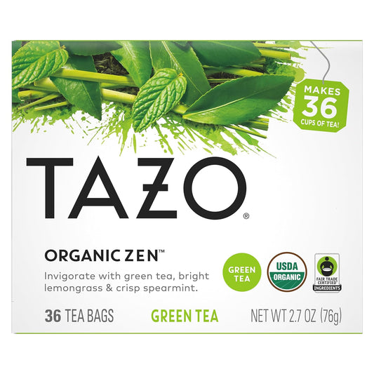 Tazo Organic Zen Green Tea Bags, 144 Total Tea Bags (36Ct - Pack Of 4)