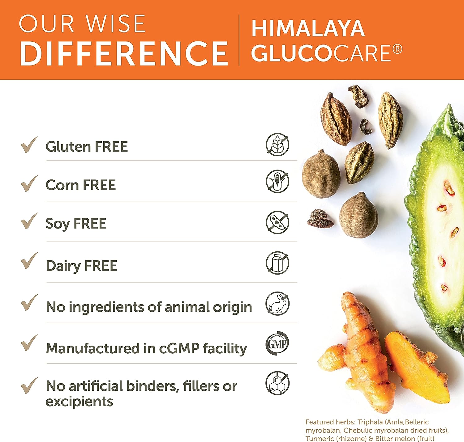 Himalaya GlucoCare Herbal Supplement, Metabolism Support, Pancreatic Support, Triphala, Bitter Melon, Turmeric, Gluten Free, Vegan, 90 Capsules : Health & Household