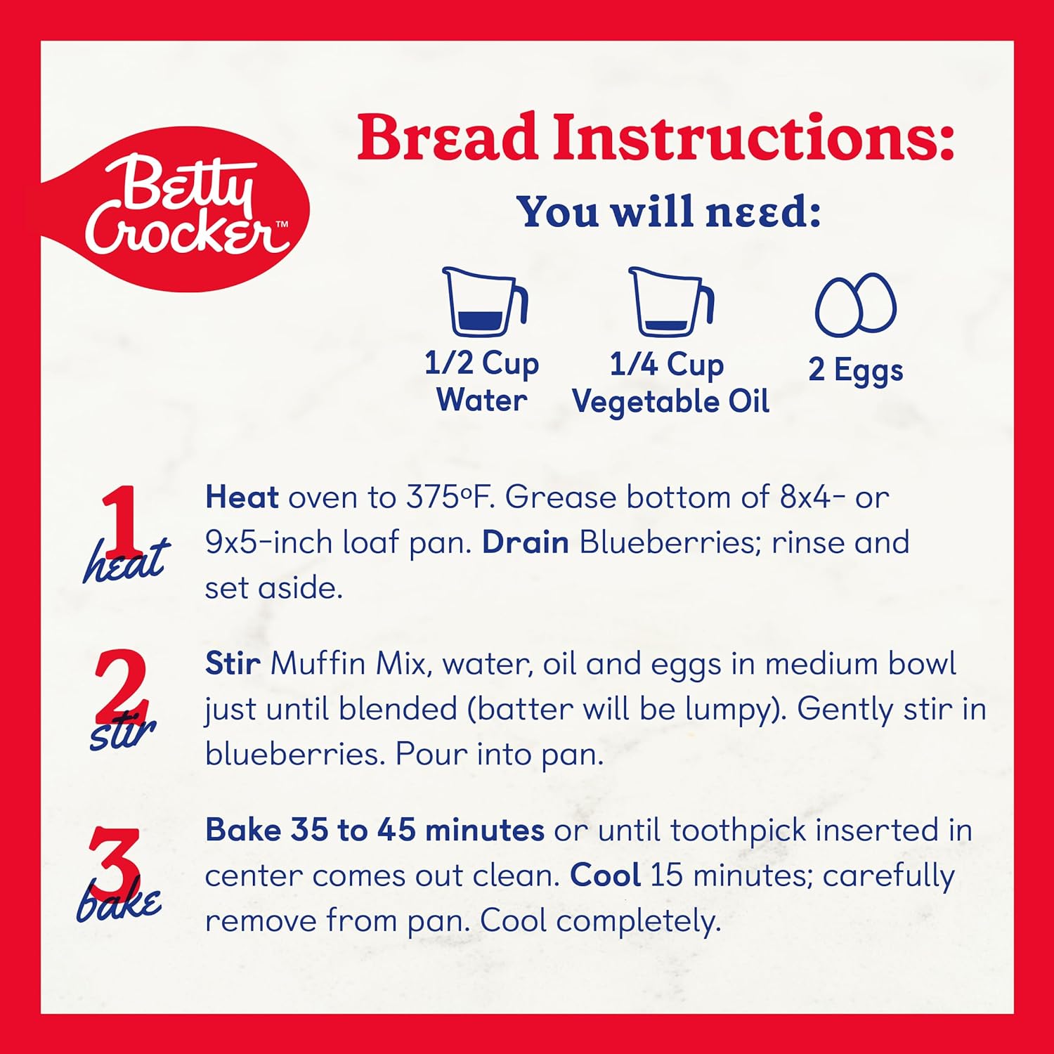 Betty Crocker Wild Blueberry Muffin and Quick Bread Mix, 16.9 oz. : Everything Else