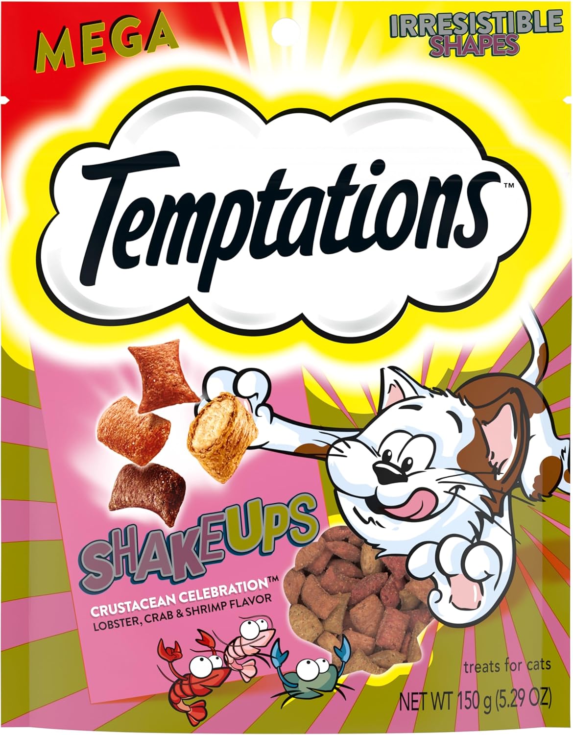 Temptations Shakeups Crunchy And Soft Cat Treats, Clucky Carnival, Multiple Sizes