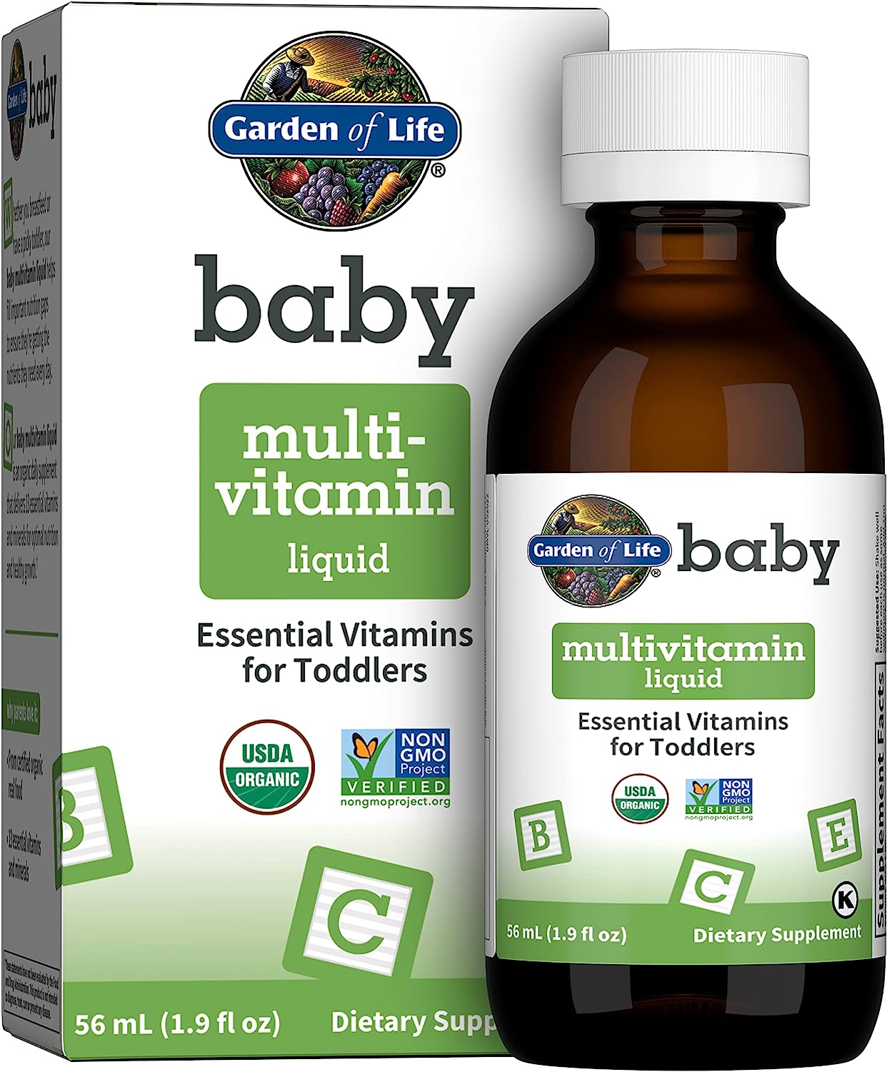 Garden Of Life Organic Baby Multivitamin Drops - Vegan, Gluten Free, Non-Gmo Multivitamins For Infants & Toddlers, 56 Servings, 1.9 Fl Oz