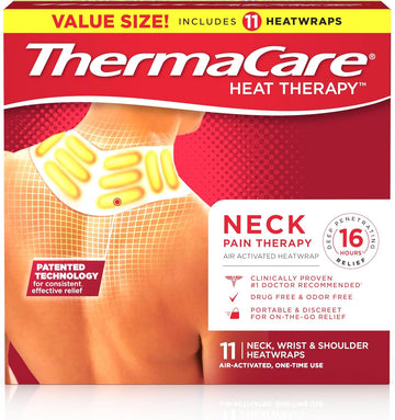 Thermacare Heat Wraps For Neck & Shoulder Pain Relief – Portable Adhesive Heating Pads With 16-Hour Therapeutic Heat – Drug-Free Muscle & Joint Soothing Patches – Hsa/Fsa Eligible, (Large, 11 Count)