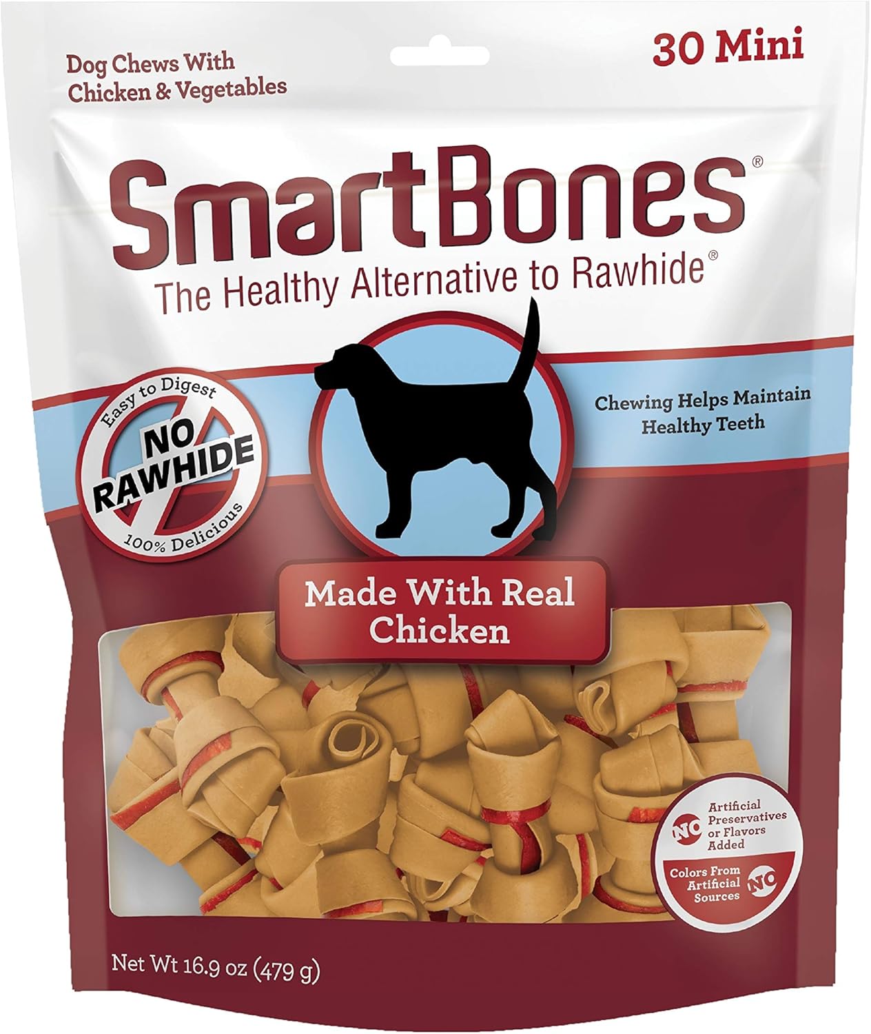Smartbones With Chicken Mini Chews 30 Count, Rawhide-Free Chews For Dogs, No Artificial Preservatives Or Flavors Added, 16.9 Oz (Sbc-00309)