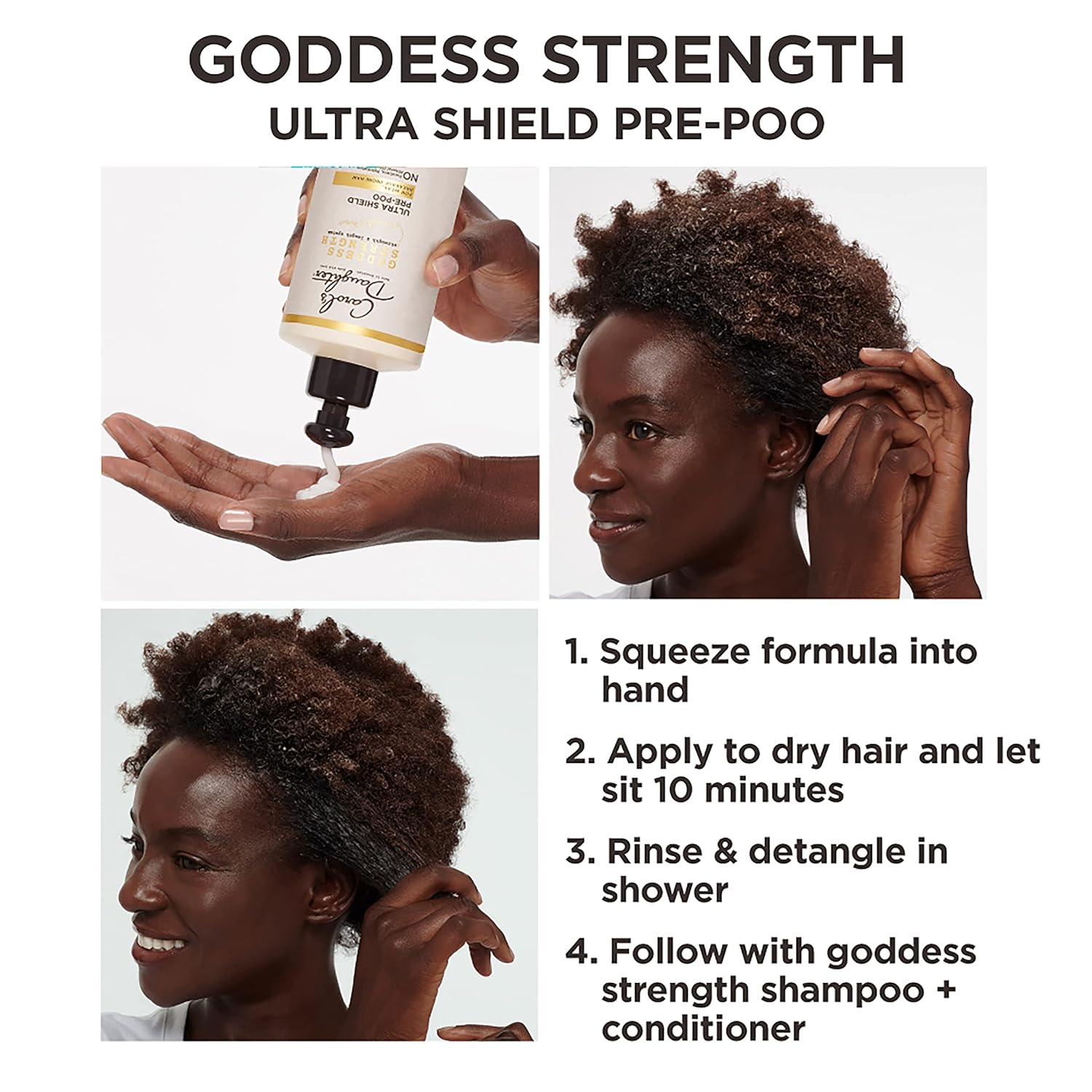 Carol's Daughter Goddess Strength Ultra Shield Pre Poo Hair Treatment for Wavy, Coily and Curly Hair, Protective Hair Detangler with Castor Oil for Weak Hair, 10.2 Fl Oz : Beauty & Personal Care